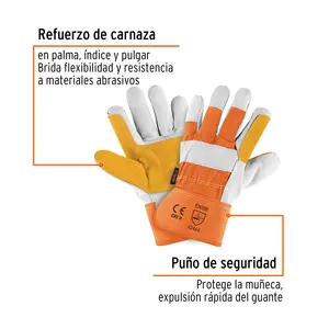 Guantes de cuero y lona BOX 6, con refuerzo, talla única, TRUPER - Product Image 2