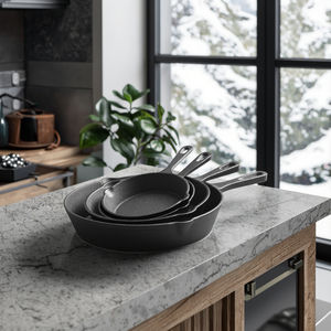 Eco-Friendly Pre-Seasoned Cast Iron Skillets Set 6\" 8\" 10\" Nonstick for Oven Stove <strong>Grill</strong> or Campfire Easy Use - Product Image 1