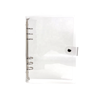 Protège-cahier A5 scintillant en PVC souple transparent avec 6 anneaux ronds or rose et fermeture à bouton-pression pour classeur à feuilles mobiles