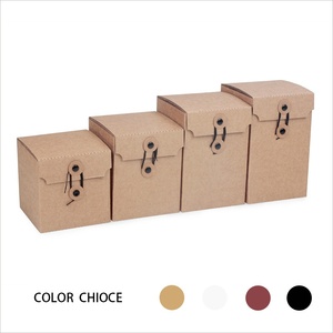 Boîte d'emballage pliable à couvercle rabattable en carton ondulé de qualité alimentaire pour café, <span class=keywords><strong>thé</strong></span> et feuilles, texture simple, en papier kraft avec ficelle, vente en gros - Product Image 1