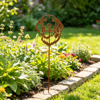 Piquet de jardin rustique en métal peint à la main en forme de tête de chien, pour décoration extérieure de pelouse et de patio, fourni par l'usine