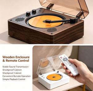 Reproductor de CD retro de escritorio directo de fábrica con altavoz incorporado, audio inalámbrico BT, ranura para tarjeta USB TF, recargable, para el hogar, la oficina y el estudio. - Product Image 2