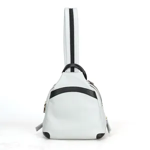 Mochila feminina de couro genuíno e branco, bolsa para lazer, cetim, 2021