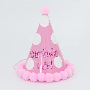Cappello di <span class=keywords><strong>compleanno</strong></span> di carta Pompon bambino di <span class=keywords><strong>un</strong></span> <span class=keywords><strong>anno</strong></span> palla di pelliccia festa per bambini vestito da festa a pois Logo personalizzato - Product Image 6