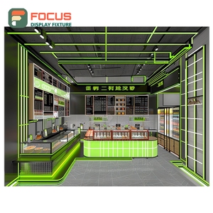 Mostrador de Servicio para Cafetería de Alta Capacidad con Acabado en Madera Mate, Área de Exhibición de Bolsas de Café, Mostrador Comercial para Cafetería - Product Image 1