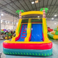 Perosotan Air Tiup Besar dengan Kolam, Perosotan Taman Air Raksasa PVC Komersial untuk Anak-anak dan Dewasa, Peralatan Luar Ruangan