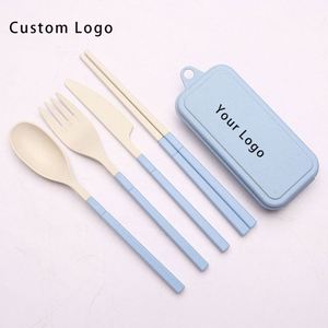 Juego de Utensilios Duraderos de Paja de Trigo con Tapa, 300 ml, Material PP, Ideal para Regalos Corporativos - Product Image 3