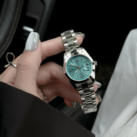 Montre à quartz ronde personnalisée pour femme, étanche 30M, avec fenêtre de date, bracelet en acier inoxydable bicolore, pour usage quotidien