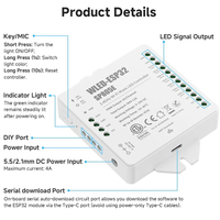 Controlador LED ESP32 WLED direccionable con modos dinámicos de micrófono DIY, USB C, UART, WIFI y música BTF LIGHTING