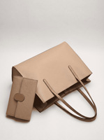 Set Tas Tangan Wanita 2-in-1 Elegan - Tas Tote Kulit PU Hitam dengan Ritsleting Trim Cokelat & Clutch Lepas Pasang Berkapasitas Besar