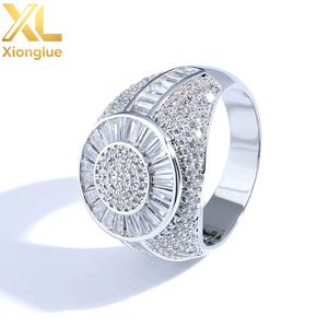 Anillo de Hombre de Alta Gama, Estilo Hip-Hop, Chapado en Oro de 18K con Circonita Cúbica Redonda, Venta al Por Mayor, Estilo Europeo y Americano - Product Image 2