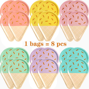 Assiettes en papier biodégradables jetables pour sundae, forme personnalisée, pour fête à la crème glacée - Product Image 2