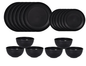 ชุดจานชามและข้าวสาลีสีดำหลายสีชุดถ้วยชามและเครื่องใช้สำหรับอาหารค่ำ - Product Image 2