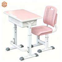Ensemble de chaise et de bureau d'écolier XYJ, table d'étude réglable en hauteur avec tiroir de rangement pour la salle de classe et la maison