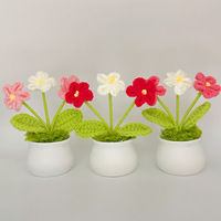 Fleurs artificielles en crochet faites à la main (matériau polyester) pour plantes en pot - Mariage - Vente chaude transfrontalière