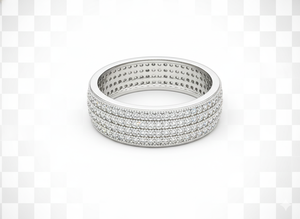 Bague en argent 925 entièrement pavée de diamants, large, de luxe, pour mariage, micro-pavée, bijoux de créateur, cadeau d'anniversaire - Product Image 4