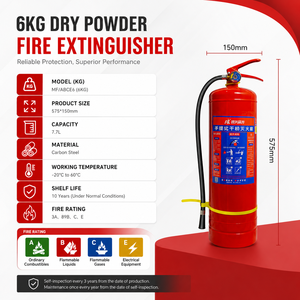 <span class=keywords><strong>Extincteur</strong></span> à poudre chimique sèche en acier au carbone de <span class=keywords><strong>6</strong></span> <span class=keywords><strong>kg</strong></span>, qualité supérieure, vente chaude, pour salle des machines et véhicule - Product Image 5