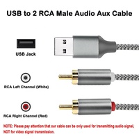 Câble répartiteur coaxial USB 2.0 Type A mâle vers double RCA mâle, stéréo HiFi, plaqué or, pour haut-parleurs TV
