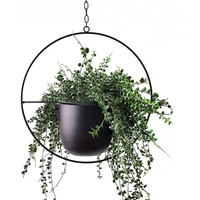 Jardinière suspendue en métal noir boho pour plantes d'intérieur Pot de fleur mural minimaliste du milieu du siècle et support de Pot de plante suspendu au plafond