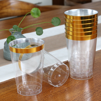 50 gobelets en plastique jetables de 12 oz avec bord doré, sans BPA, écologiques, design minimaliste moderne, pour mariages, fêtes de Noël