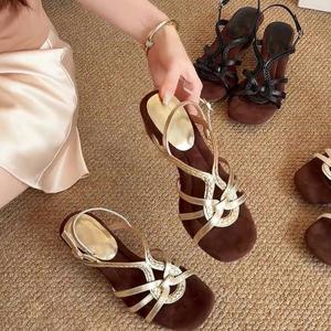 Elegant Crystal Embellished Flip Flop Roman Sandals Soft Flat Casual Ladies <b>Beach</b> Travel <b>Shoes</b> - Product Image 2