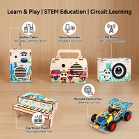 Kit Educativo STEM de Física Personalizado 5 en 1: Coche RC de Madera, Piano Electrónico, Grabadora de Voz, Radio e Intercomunicador Inalámbrico