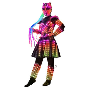 Costume LED irisé pour femme, ensemble d'armure de scène, combinaison intégrale lumineuse pour spectacle KTV, bar, Halloween - Product Image 5