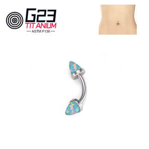 Piercing G23 ASTM F136 para ombligo, anillo <span class=keywords><strong>de</strong></span> titanio con rosca interna, 14G, Ópalo, zirconia, curva, plátano - Product Image 4
