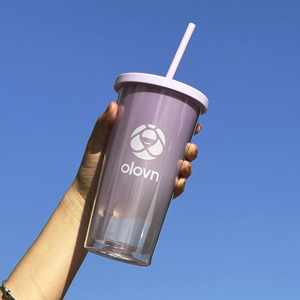 Wholesale 20oz 24oz <strong>Plastic</strong> Acrylic Double Wall <strong>Clear</strong> <strong>Tumbler</strong> Bubble Tea Cups with Straw, Factory Customized Milk Tea <strong>Tumblers</strong> - Product Image 2