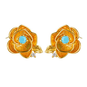 Retro Rose <b>Stud</b> <b>Earrings</b> S925 <b>Silver</b> Needle Flower Shape Party Jewelry Women's Fashion <b>Earrings</b> - Product Image 5