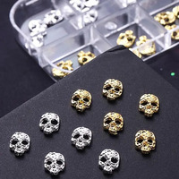 Charmes d'Halloween 3D pour Ongles en Alliage Métallique, Style Punk Gothique, Crâne, Décoration Manucure, 6 Grilles, 30 Pièces