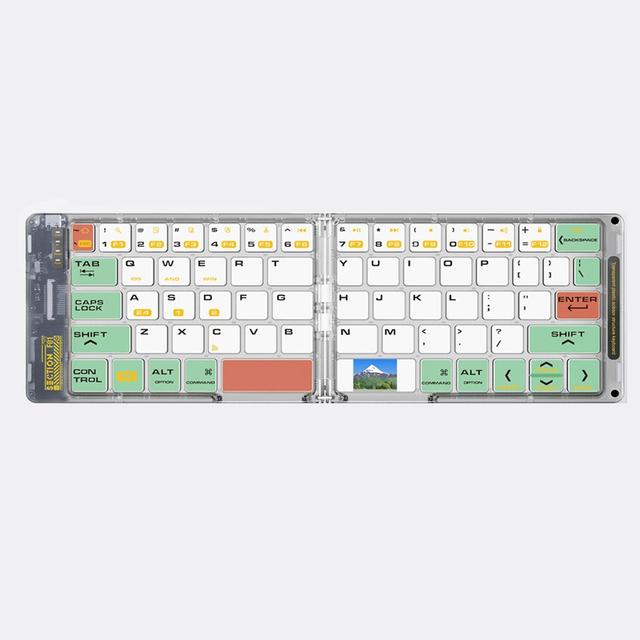 Foldable BT Keyboard 2.4G Wireless Folding Keyboards With PU Leather Cover for Smartphone Tablet