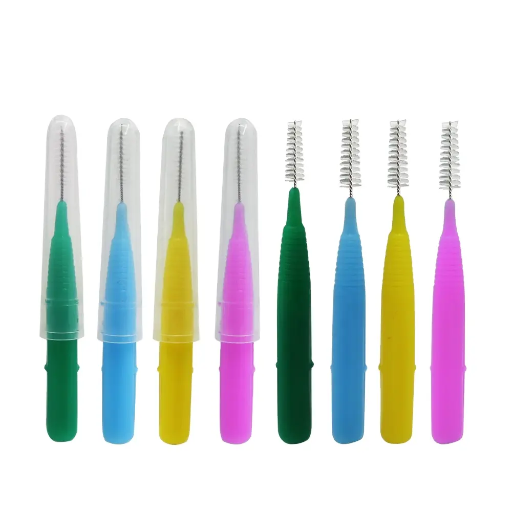 Atacado cuidados orais dental limpo inter gap dentes escovas picaretas aço inoxidável interdental escova interspace