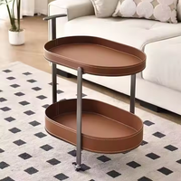 Salon moderne de luxe pour la maison Table basse à roulettes mobile en acier inoxydable Table d'appoint de rangement pour canapé en cuir