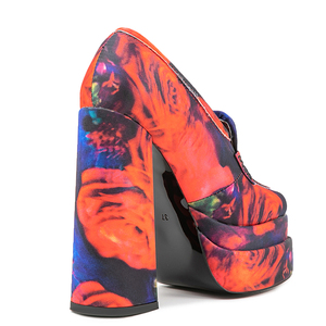 Escarpins à talons épais et plateforme surélevée pour femmes, grande taille 45, à bout carré, imprimés floraux, pour pieds larges - Product Image 3