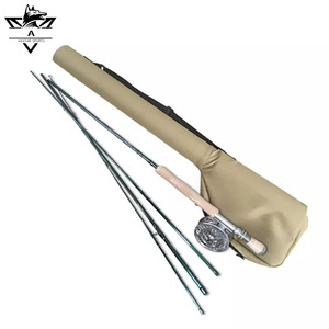 Vente flash - <span class=keywords><strong>Canne</strong></span> à pêche à la <span class=keywords><strong>mouche</strong></span> personnalisée 9'7 durable et moulinet assorti, carbone, 4 sections, <span class=keywords><strong>canne</strong></span> à pêche à la <span class=keywords><strong>mouche</strong></span> portable pour débutant - Product Image 1
