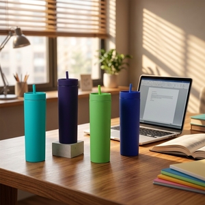 Vaso Delgado de Plástico de Doble Pared de 16 oz <span class=keywords><strong>con</strong></span> Logotipo Personalizado, <span class=keywords><strong>con</strong></span> Pajita, <span class=keywords><strong>Foto</strong></span> <span class=keywords><strong>y</strong></span> <span class=keywords><strong>Texto</strong></span> Personalizados, Acabado Mate, Reutilizable, para Regalo - Product Image 4