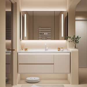 JINGSHUN Badezimmer-Spiegelschrank-Kombination Toiletten-Waschtisch Waschbecken Wasserdichter All-in-One Intelligenter Maßgeschneiderter Aufbewahrungsschrank - Product Image 1