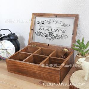 Boîte en bois à neuf compartiments à imprimé rétro pour le rangement de bijoux, idéale pour le bureau, fabriquée au Shandong - Product Image 1