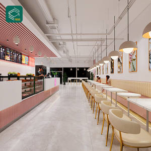 كاونتر عرض لمقهى ومتجر مشروبات، أثاث عرض مع أرفف بإضاءة خلفية LED ونظام قفل - Product Image 3