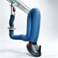 Extracteur de fumées de soudage mural avec bras flexible en acier au carbone, conduit d'air rotatif à 360° pour laboratoire, puissant et à mouvement libre