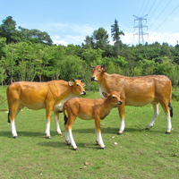 Patung Sapi Besar Simulasi Ukuran Asli untuk Luar Ruangan, Bahan Fiberglass Plastik, Hiasan Kebun, Padang Rumput, Peternakan, Patung Ternak