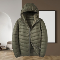 Veste d'hiver pour homme personnalisée avec logo, style puffer, décontractée, chaude, coupe-vent, légère, confortable, avec capuche