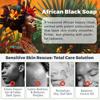 Savon noir africain en barre solide à base de plantes hydratant pour le visage et le corps Anti-acné et blanchissant Caractéristiques directes du Ghana