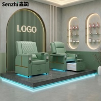 Sillón de Pedicura de Alta Calidad en Cuero Verde, Sillón de Manicura de Lujo con Masaje Eléctrico, Muebles de Salón, Sillón de Spa para Pies Dai Ling