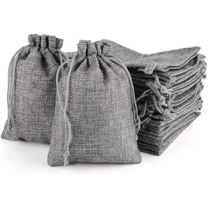 ถุงของขวัญผ้าลินินสีเทาแบบหูรูดสำหรับเครื่องประดับสำหรับงานแต่งงานงานปาร์ตี้คริสต์มาสบรรจุภัณฑ์เก็บของขวัญขนาดเล็ก - Product Image 3