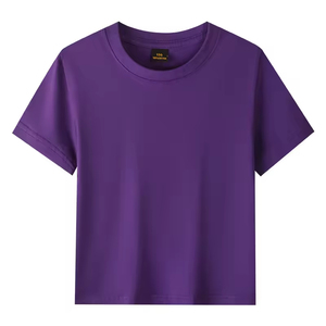 100% Cotton Summer <strong>T</strong>-<strong>Shirt</strong> For Boys Girls Custom Embroidered Logo Crewneck Pullover With Short Sleeve Candy Colors Solid Pattern - Product Image 3