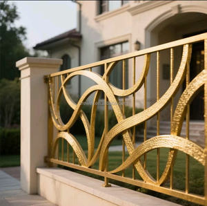 Puerta de Entrada Principal de Hierro Forjado de Lujo, Puerta Corredera Doble, Precios de Fábrica Personalizados para <span class=keywords><strong>Exteriores</strong></span> Modernos - Product Image 6