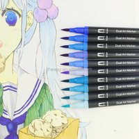 Lot de 48 marqueurs lavables à double embout, crayons de couleur à l'eau, surligneurs pastel, pinceaux, emballés