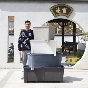 Vente en gros de grands pots rectangulaires pour plantes Bloc de pierre texturé de <span class=keywords><strong>120</strong></span> <span class=keywords><strong>cm</strong></span> à travers la <span class=keywords><strong>jardinière</strong></span> Pot de fleur en <span class=keywords><strong>plastique</strong></span> empilable de 47.24 pouces - Product Image 3